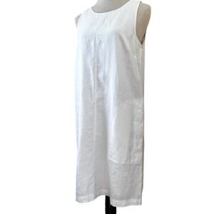 Sussan White 100% Linen Shift Dress with Cotton Lining & Pockets Size AU 8 US 4